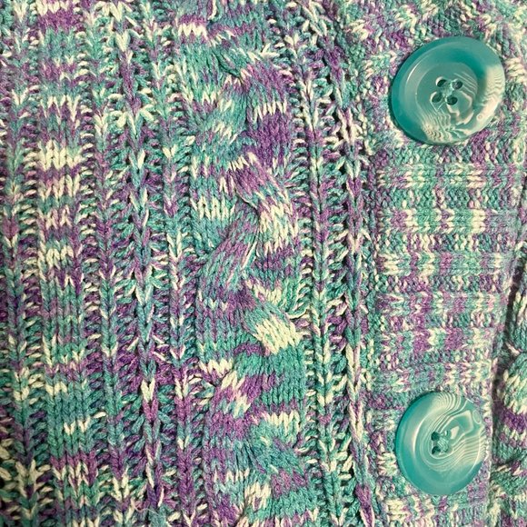 Kirra Size L Blue and Purple Knit Hoodie Sweater - Picture 5 of 5